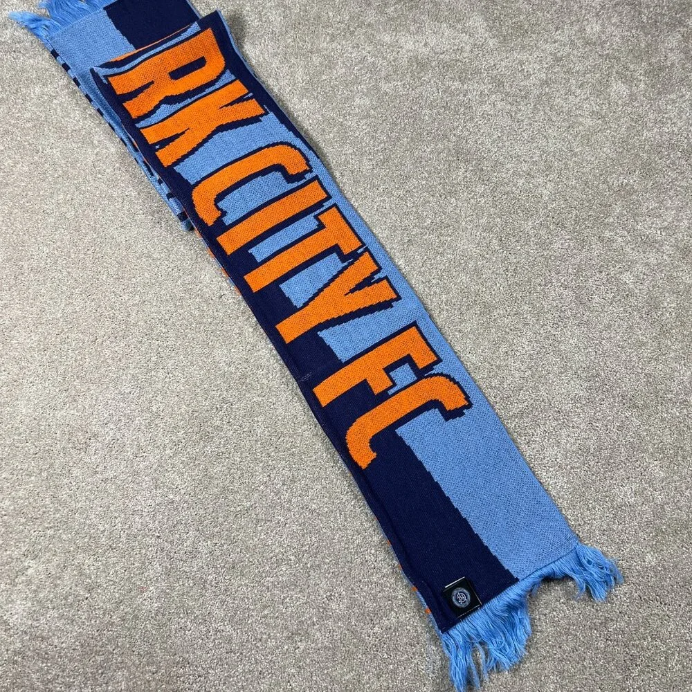 Adidas Unisex OSFA Blue‎ Orange Winter Fringe New York City FC MLS Scarf NWT